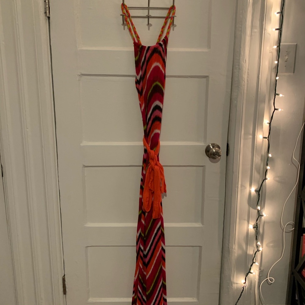Maxi length colorful beach cover up dress